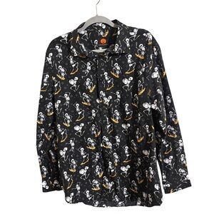 Simon Banks Skateboard Skeleton Halloween Black Button Up Shirt XL
